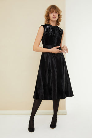 Faux ponyskin midi dress