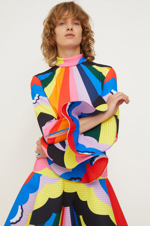 Psychedelic high neck 3D mini dress