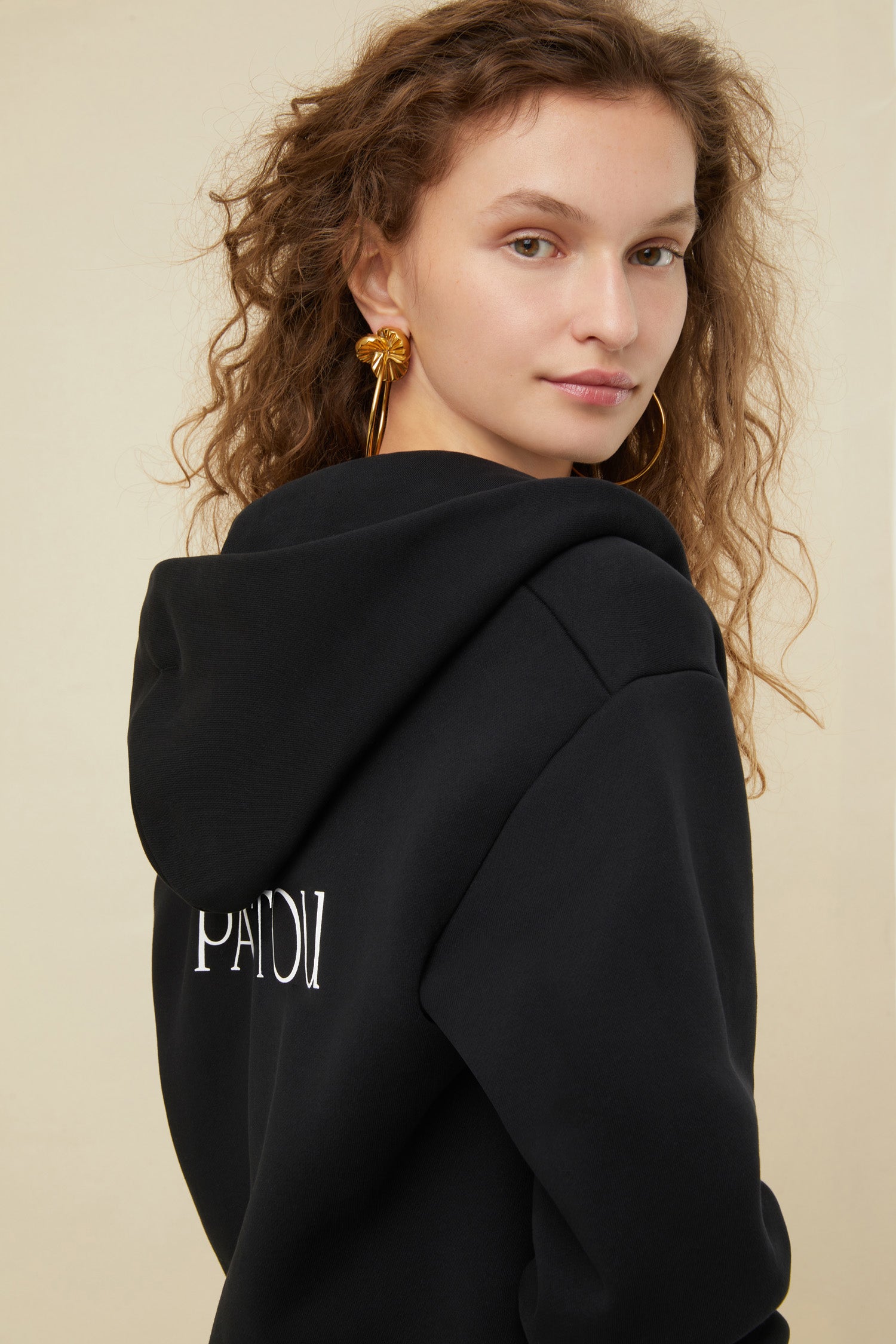 Patou - Mandarine brass stud hoop earrings - Gold - Sweet and tangy like Patou jewellery. Gold brass stud earrings inspired by mandarin wedges with an attached hoop.