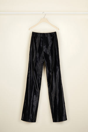 Wide legged faux ponyskin trousers