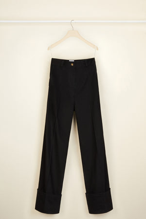 Cuffed wide-leg trousers in organic denim