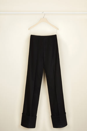 Cuffed wide-leg trousers in organic denim