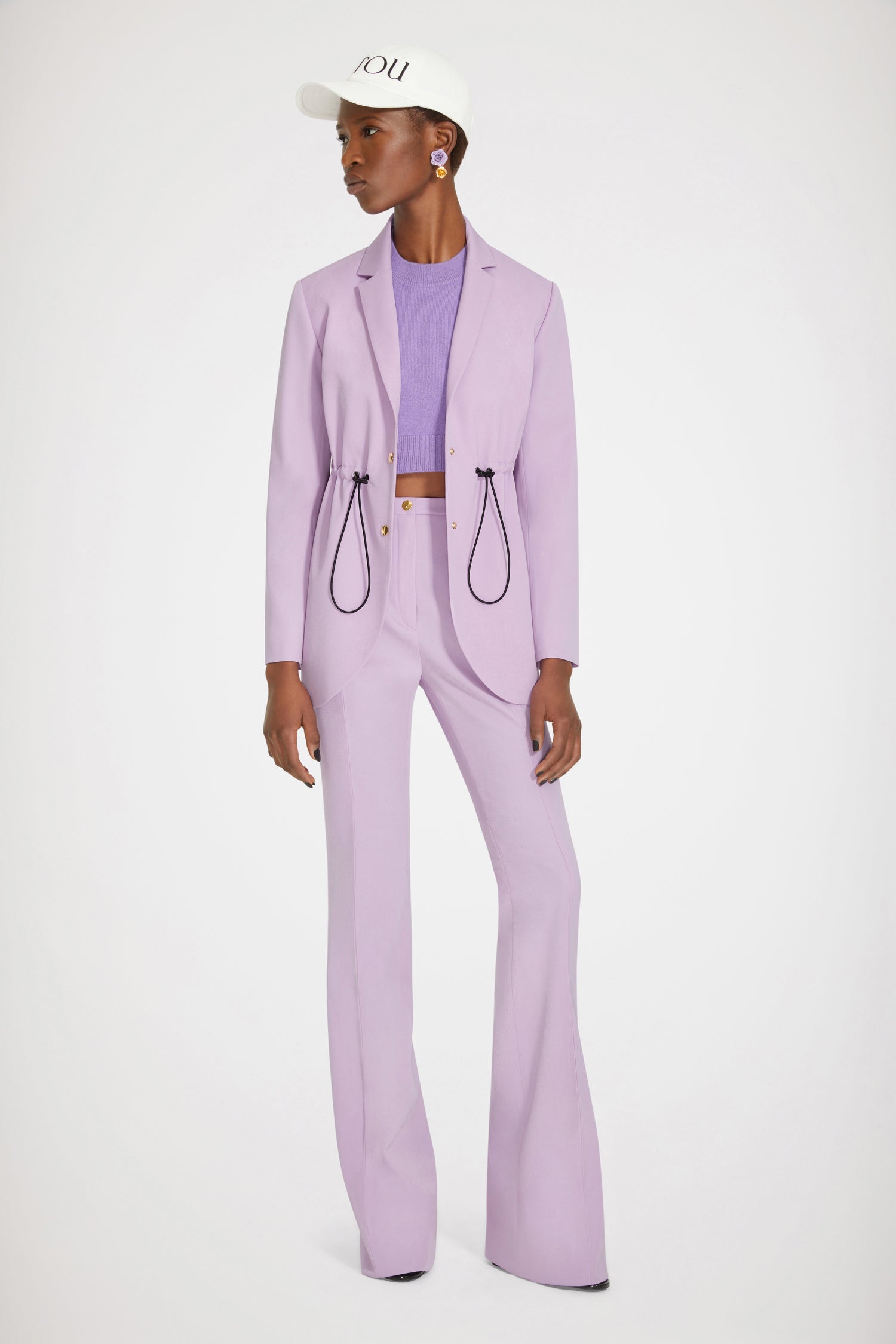Patou - Drawstring jacket in virgin wool - Wisteria - Tailoring for the Patou generation.Wisteria purple virgin wool jacket. Single-breasted style. Two gold-tone stud buttons at the front. Drawstring waist. Single vent at the back. Unlined.