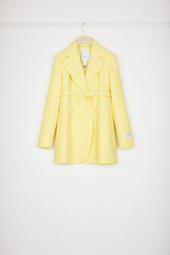 Longline belted jacket in cotton-blend tweed