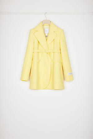 Longline belted jacket in cotton-blend tweed