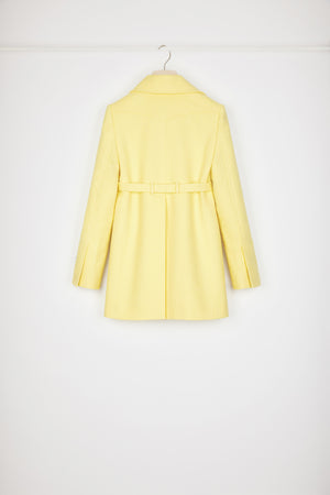 Longline belted jacket in cotton-blend tweed