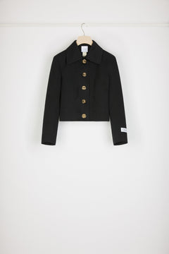 Short tailored jacket in organic cotton gabardine