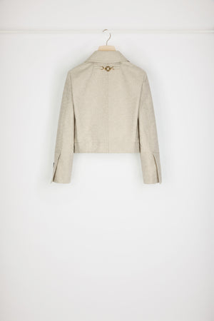 Short tailored jacket in organic cotton jacquard