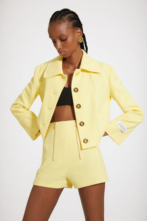 Short tailored jacket in cotton-blend tweed