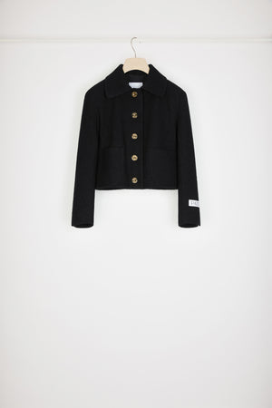 Short tailored jacket in cotton-blend tweed