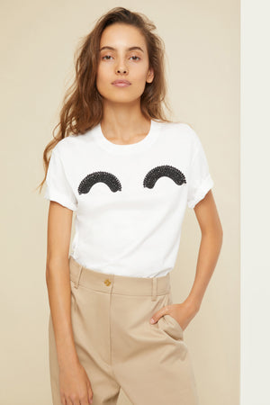 Embellished logo T-shirt in organic cotton