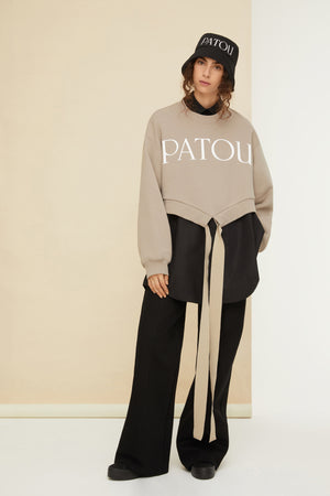 Cropped grosgrain sweatshirt in organic cotton