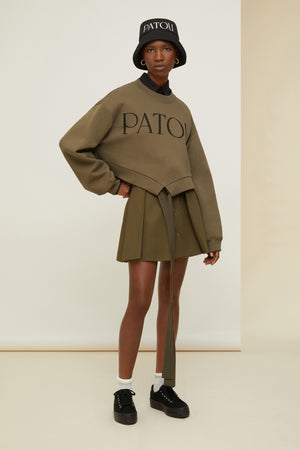 Cropped grosgrain sweatshirt in organic cotton