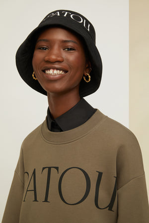 Cropped grosgrain sweatshirt in organic cotton