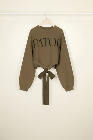 Cropped grosgrain sweatshirt in organic cotton