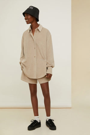 Oversized terry shirt in organic cotton blend