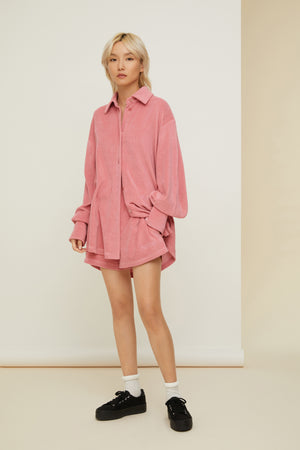 Oversized terry shirt in organic cotton blend