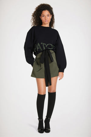 Cropped drawstring sweatshirt in organic cotton