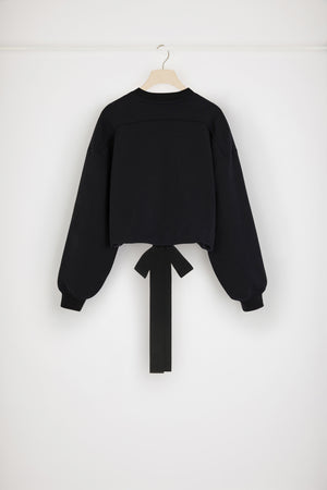Cropped drawstring sweatshirt in organic cotton