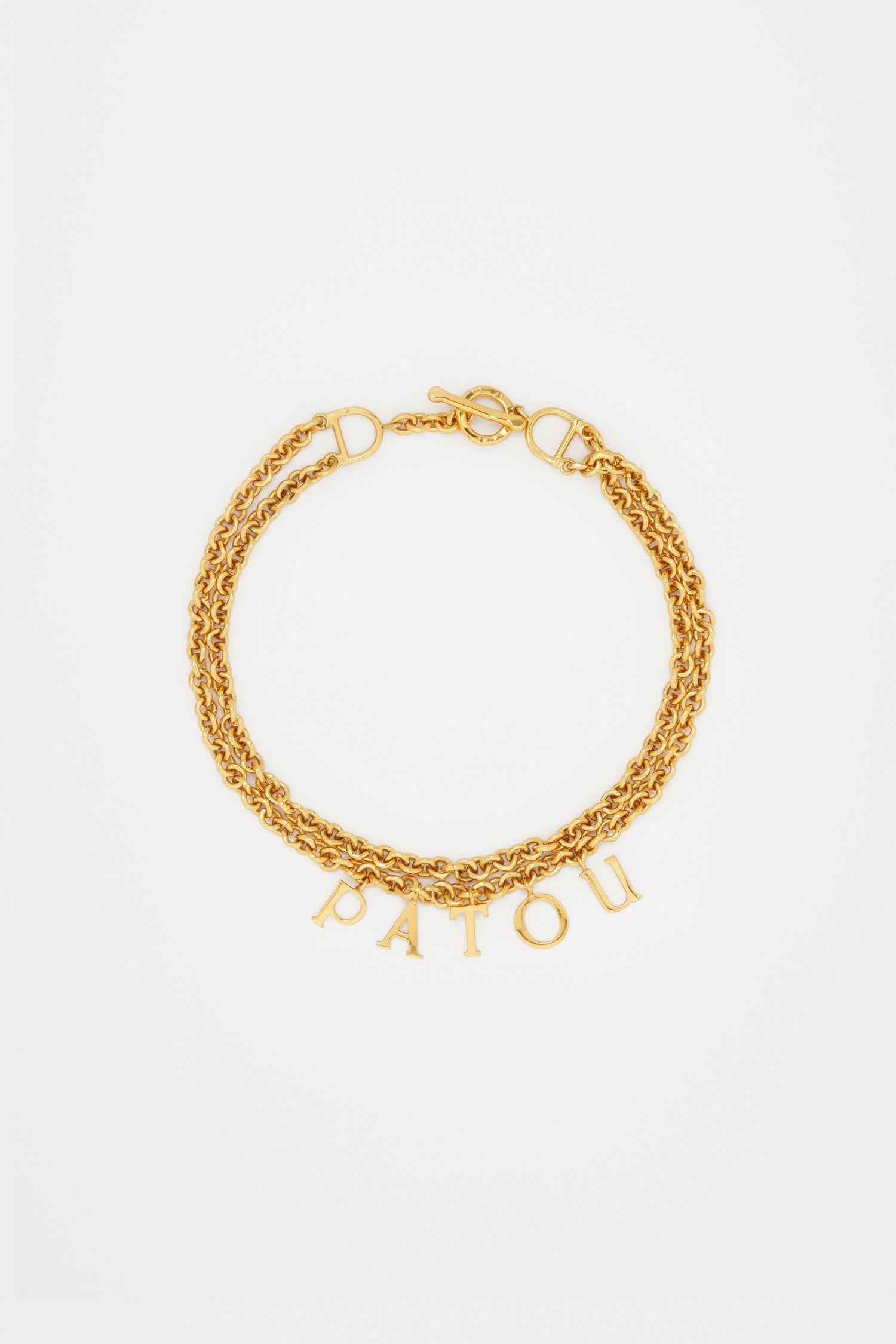 Patou - Patou double choker in gold-plated brass - Gold - Love letters from Patou to you.Gold-plated brass necklace. Double chain design with T-bar closure. Patou letter charms at the front.