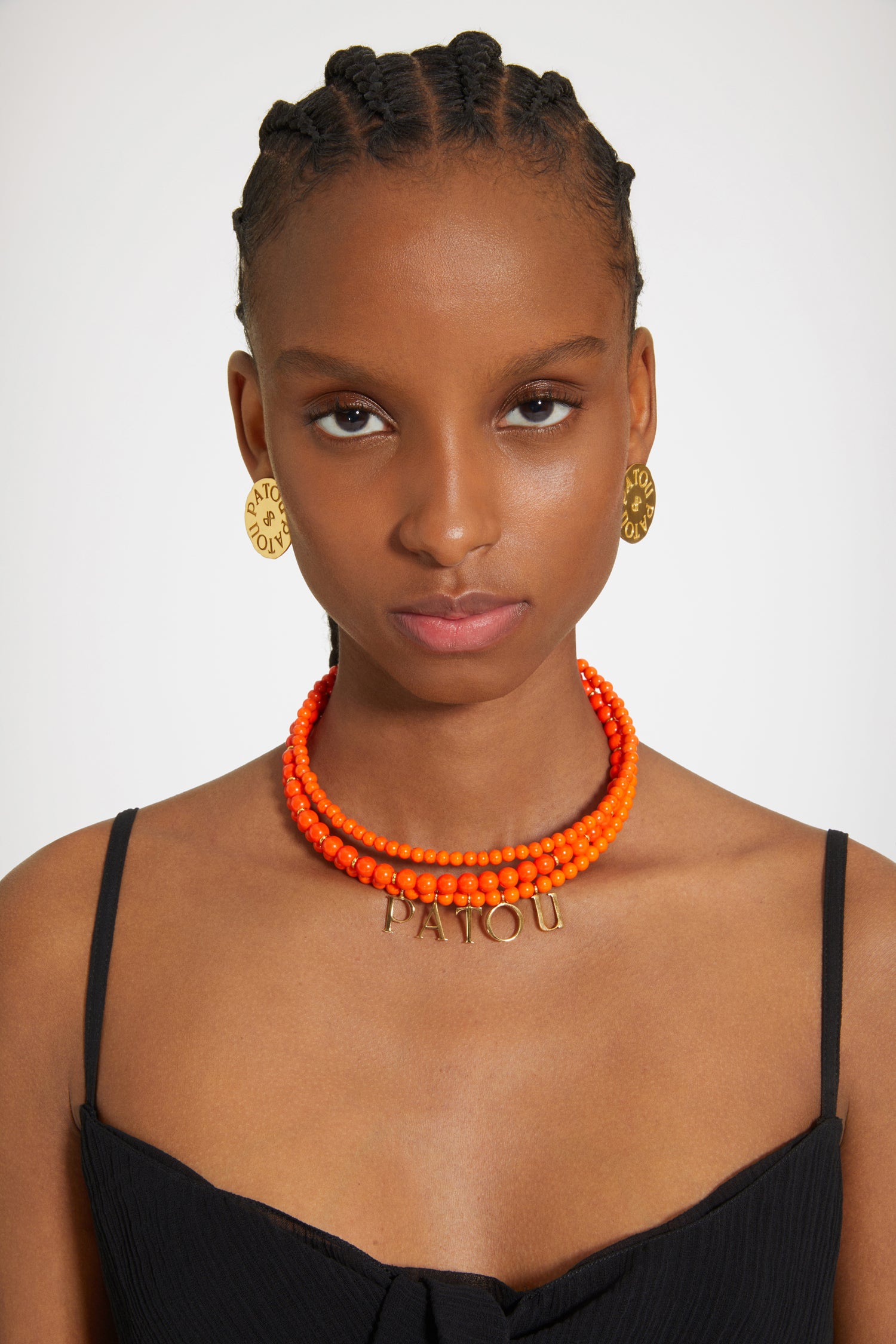 Patou - Patou coloured glass-bead necklace - Marigold - Pearls that pop, by Patou.Marigold orange glass bead necklace. Multiple strands with assorted size pearl-style beads and gold-tone details. Gold-plated Patou letters. Gold-tone clasp fastening with JP-engraved medallion.