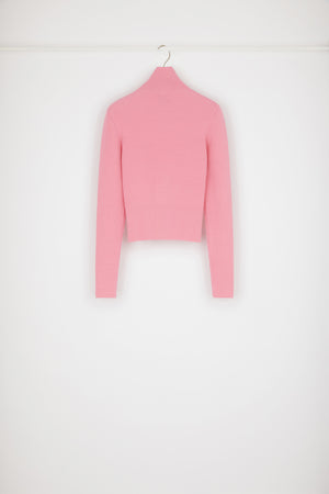 Maglione a collo alto in lana a costine