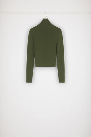 Maglione a collo alto in lana a costine