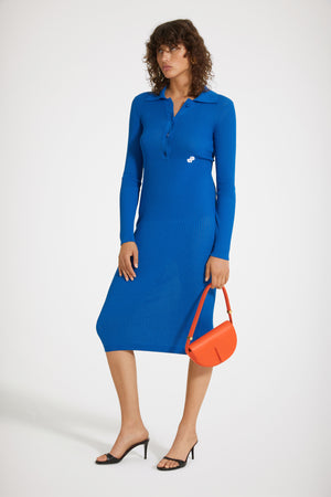 Knit polo midi dress in organic cotton