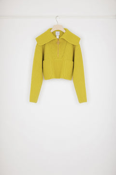 Maglione in lana a costine con zip