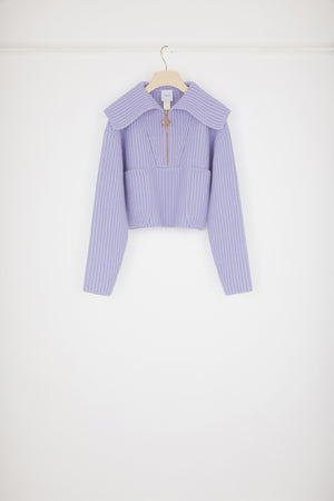 Maglione in lana a costine con zip
