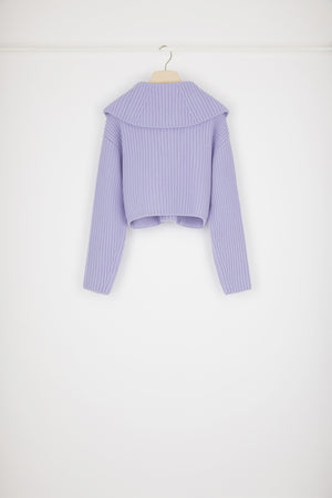 Maglione in lana a costine con zip