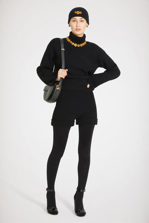 Rippstrick-Pullover mit Rollkragen aus Merinowolle