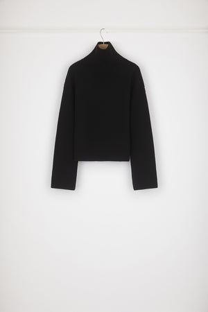 Rippstrick-Pullover mit Rollkragen aus Merinowolle