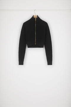 Zip-up knit blouson in virgin wool