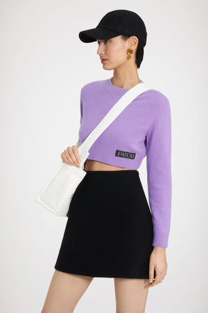 Cropped jumper in wool and cashmere