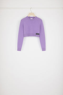 Cropped jumper in wool and cashmere