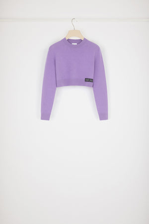 Cropped jumper in wool and cashmere