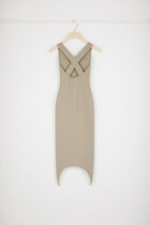 Vestito con orlo curvo in misto lana