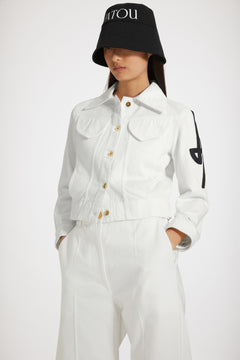 Embroidered logo denim jacket in organic cotton