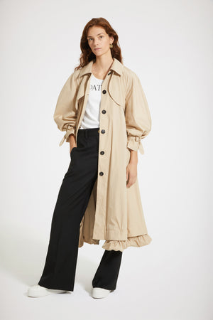 Trench in gabardine con fodera removibile