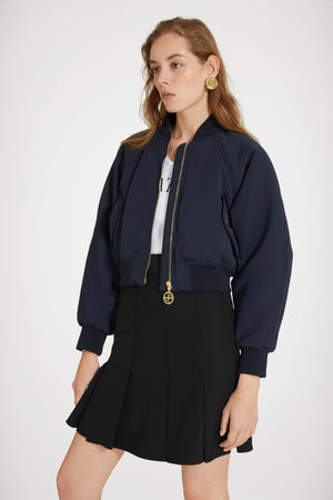 Cropped bomber jacket in recycled nylon