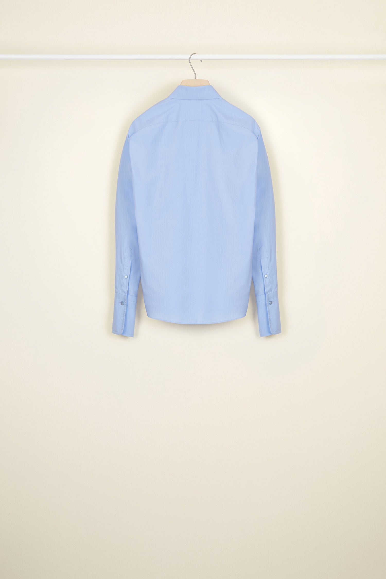 Patou - Lace bib shirt - Blue - The sheer seduction of guipure lace.Light blue cotton poplin shirt with white floral lace bib at the front. Classic shirt collar and concealed button fastening. Buttoned cuffs.