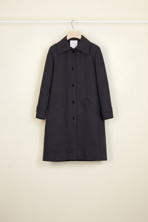 Ruffle hem gabardine coat