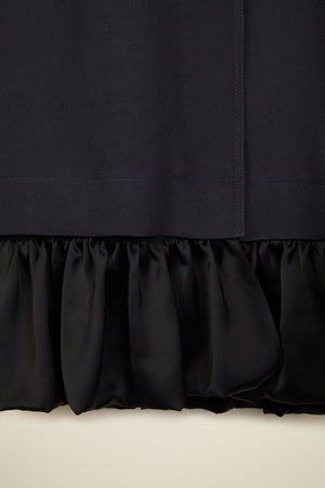 Ruffle hem gabardine coat