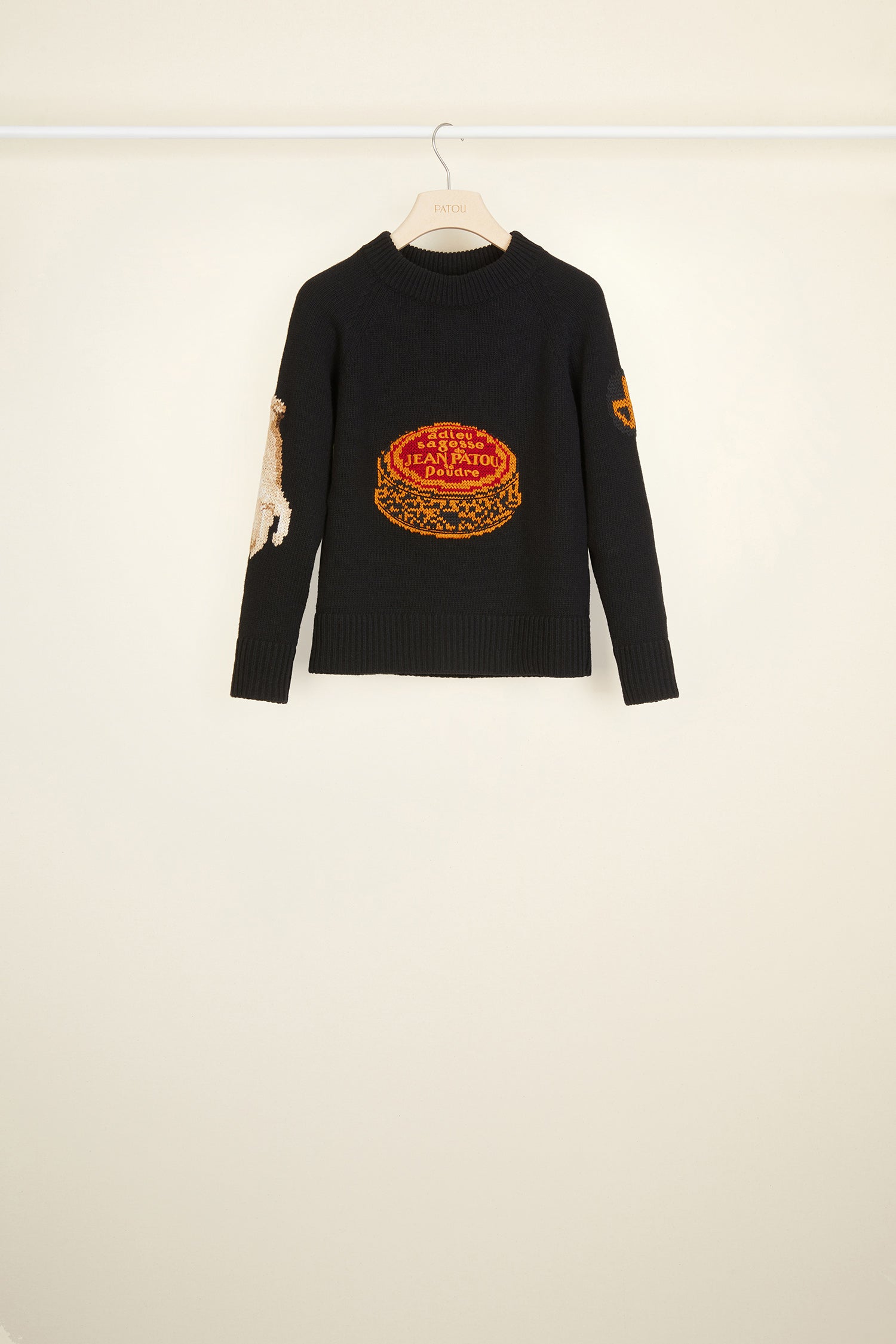 Patou - Maglia in jacquard ricamato - Black - Patou, storico e iconico!Maglia in misto lana nero. Disegni ricamati ispirati all'archivio della maison. Vestibilità aderente, collo tondo, maniche leggermente più corte.