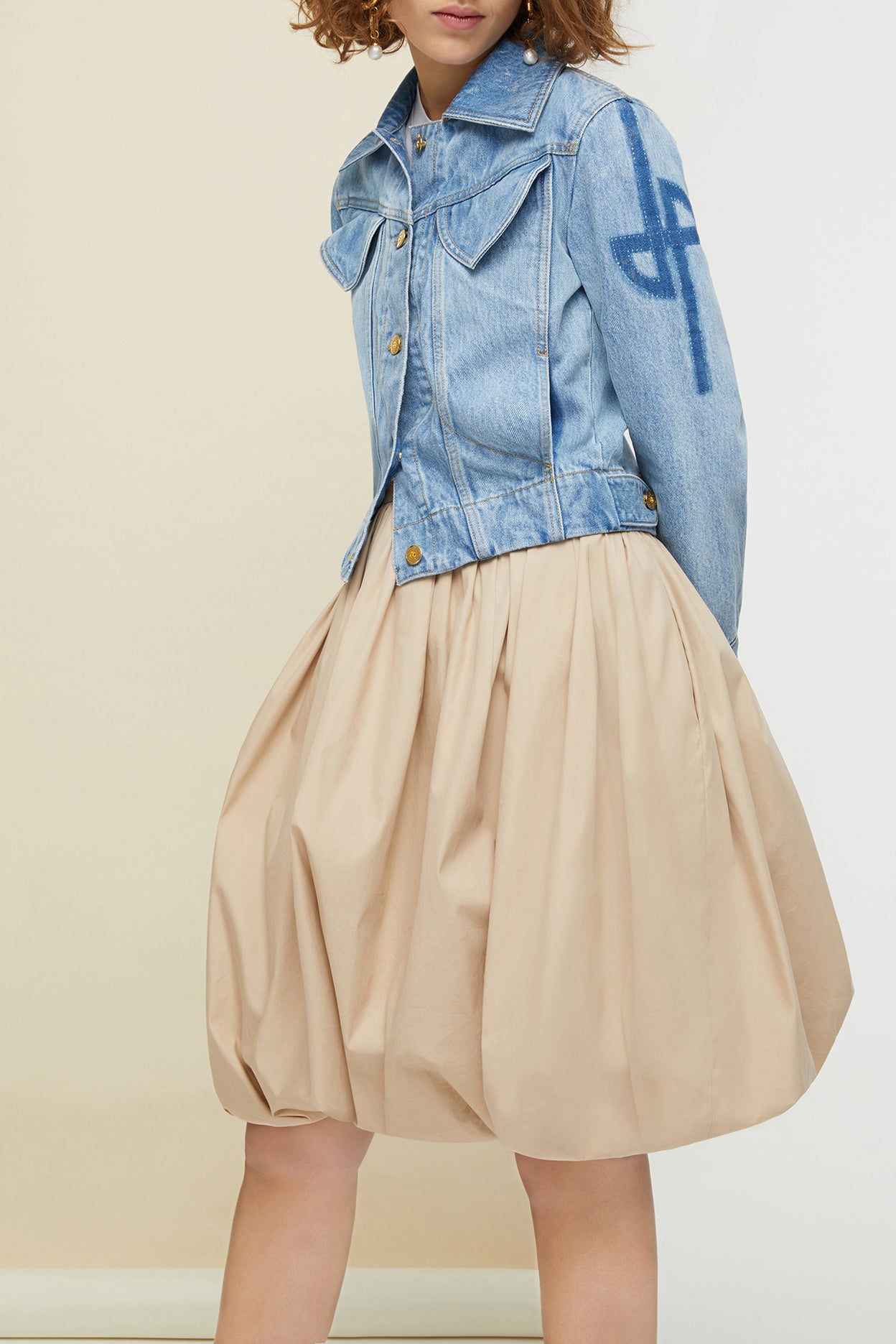Patou - Cotton blend bubble skirt - Sand - Light as a bubble!Sand cotton blend skirt. Voluminous bubble silhouette. Zip fastening at the back.