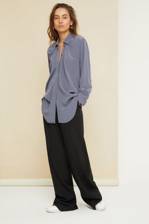 Iconic draped silk blouse