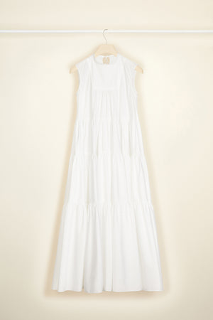 Maxi tiered dress in eco-friendly cotton poplin