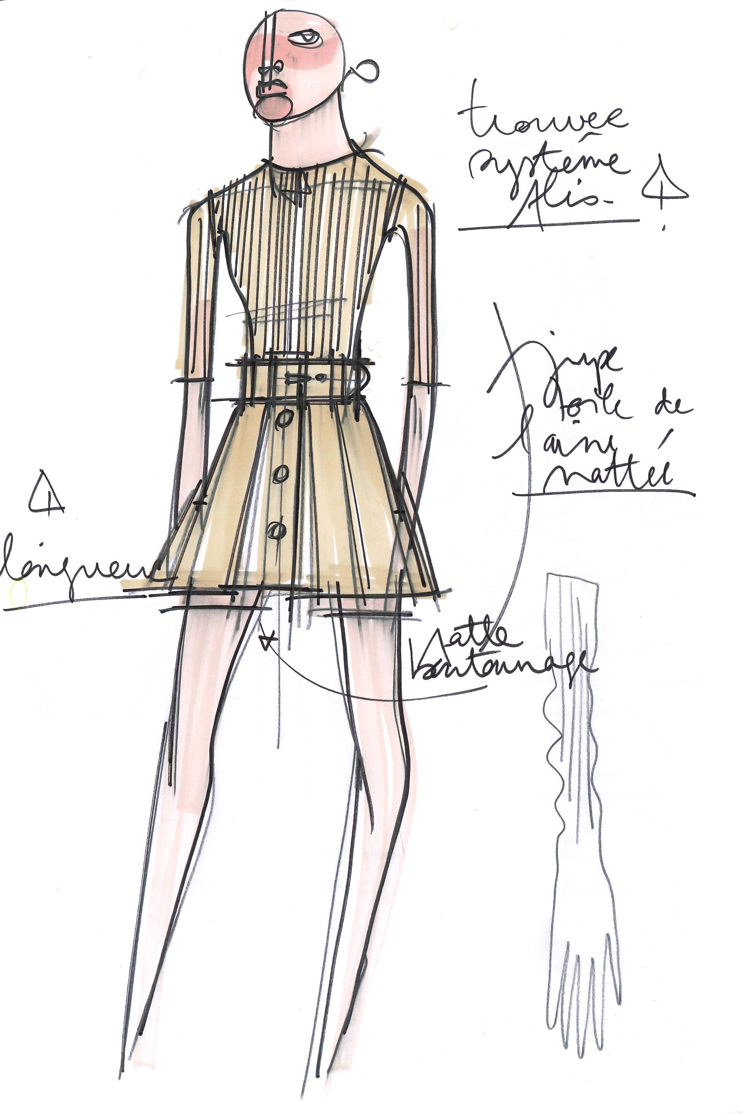 Patou - Belted pleated mini skirt in organic cotton - Parchment - Set, game and a perfect style match!Parchment beige organic cotton skirt. Short length. Adjustable belt at the waist with fabric-covered buckle. Belt loops. Wide pleats. Button fastening at the front.