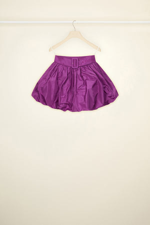 Mini bloomer belted skirt in eco-friendly faille